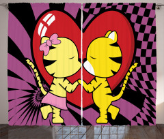 Cartoon Tigers Heart Curtain