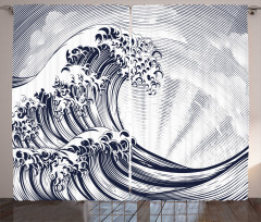 Oriental Japanese Waves Curtain