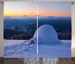 Huge Snowy Hut Curtain