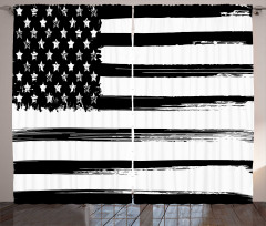 Grunge Monochrome USA Flag Curtain