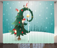 Christmas and Gnomes Curtain