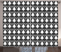 Ornamental Skull Print Curtain