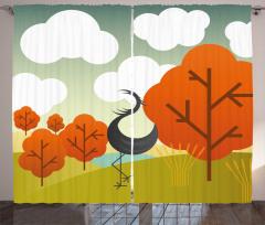 Abstract Bird Trees and Cloud Curtain