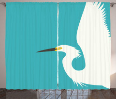 Side Drawn Heron Bird Curtain