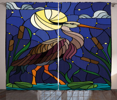 Stain Glass Brown Tone Heron Curtain