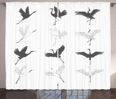 Greyscale Bird Different Side Curtain
