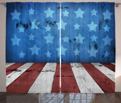 Grunge Stars Stripes Curtain