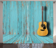 Guitar and Vintage Wall Curtain