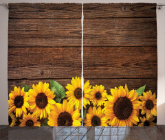 Autumn Sunflower Motif Curtain