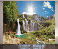 Magnificent Waterfalls Day Curtain