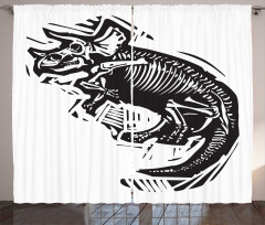 Woodcut Fossil Dinosaur Curtain