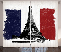 Grunge Flag Eiffel Tower Curtain