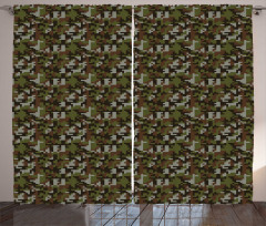 Abstract Pixel Art Camo Curtain