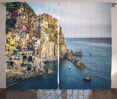 Manarola Village Panorama Curtain