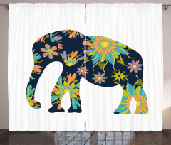 Oriental Floral Elephant Curtain