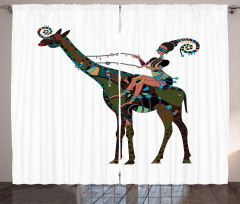 Girl Riding Giraffe Curtain