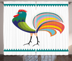 Vivid Polish Rooster Motif Curtain