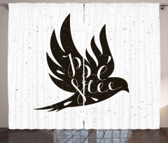 Be Free Text on Flying Bird Curtain