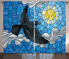 Stained Glass Bird Sky Curtain