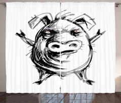 Sketch of Angry Rebel Pig Curtain