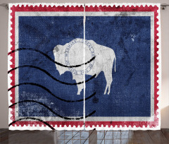 Old Postage Stamp Like Flag Curtain