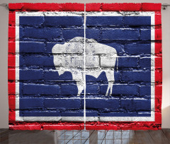 State Flag Paint on Bricks Curtain