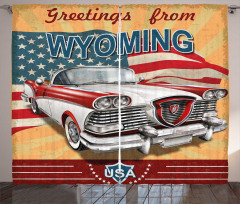 Vintage Car and Greetings Curtain