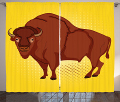 Comic Book Drawn Bison Curtain