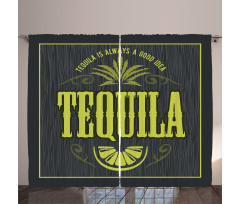 Vintage Alcohol Themed Text Curtain