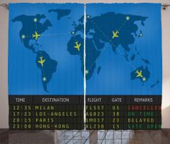 Departure Board World Map Curtain