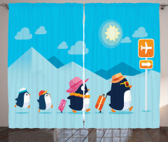 Funny Penguin Family Trip Curtain