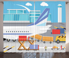 Loading Cargo Plane Cartoon Curtain