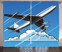 Pop Art Take Off Plane Dots Curtain