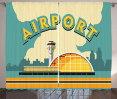 Nostalgic Airport Building Curtain