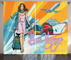 Retro Passenger Woman Art Curtain