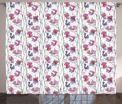 Flowers on Thin Branches Art Curtain