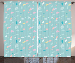 Pastel Strokes and Dots Curtain