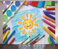 Child's Happy Sun Painting Curtain