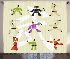 Japanese Martial Art Icons Curtain