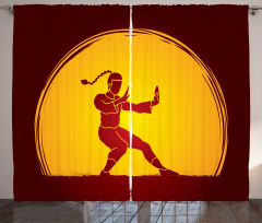 Bicolour Karate Pose Moon Curtain