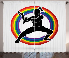 Karate on Rainbow Circle Curtain