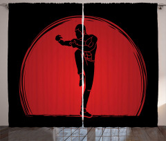 Man Silhouette Pose Round Curtain