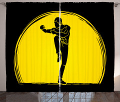 Karate Pose Man on Moon Curtain