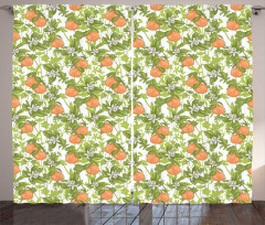 Vintage Mandarins Flowers Curtain