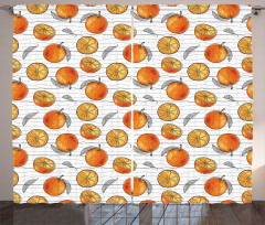 Sketch Lines and Oranges Curtain