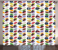 Abstract Vivid Birds Curtain