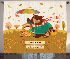 Hello Autumn Cartoon Curtain