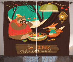 Bear and Fox Xmas Curtain