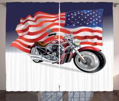 Motorbike and US Flag Curtain