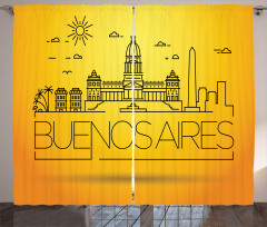 Buenos Aires Line Art Curtain